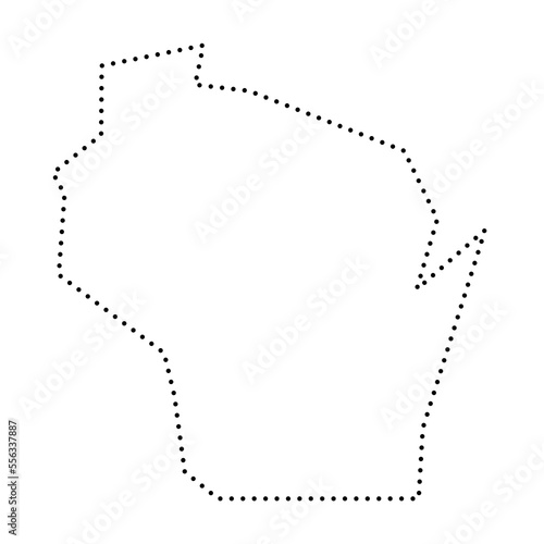 Wisconsin state of United States of America, USA. Simplified thick black outline map. Simple flat vector illustration