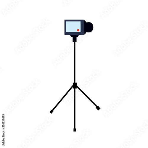 Video camera on tripod. Professional photography. Photo equipment