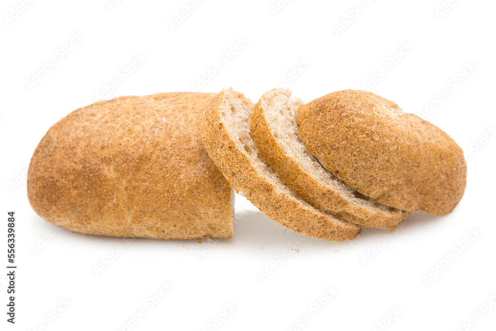 Ciabatta (Italian bread) isolated on a white background.