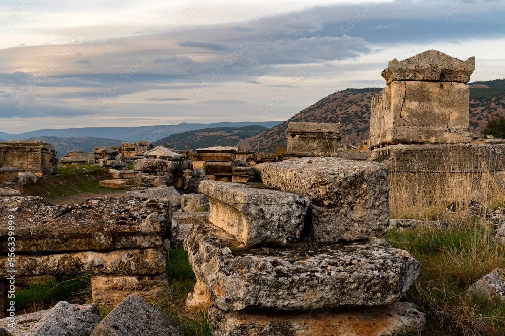 Nekropolis of Hierapolis ancient city landscape autumn view