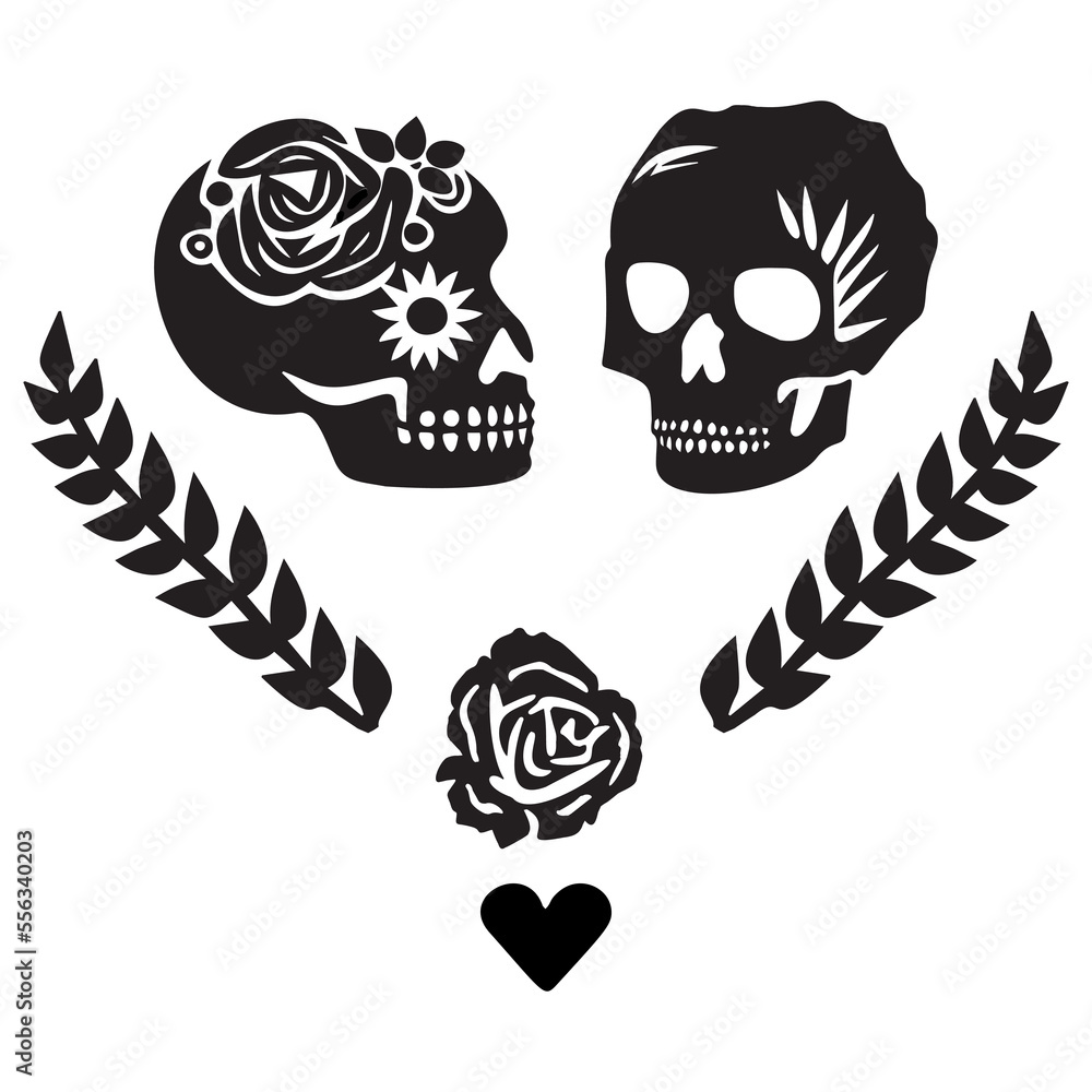 skeleton couple tattoos