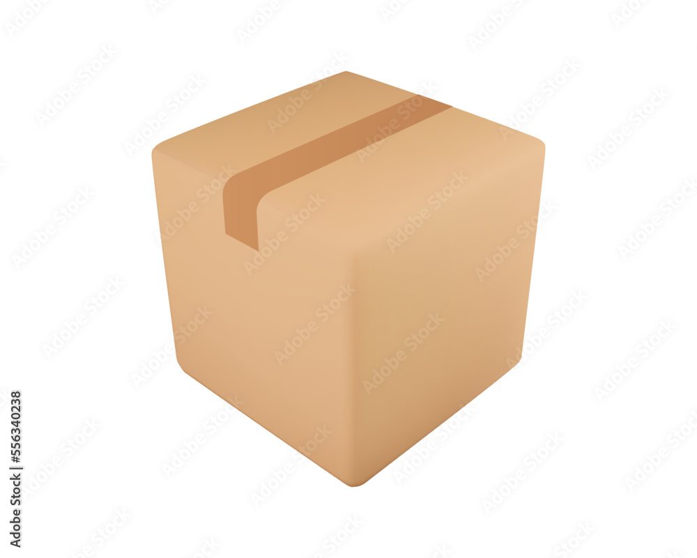 Fototapeta premium Cardboard or carton realistic delivery box. 3d realistic package