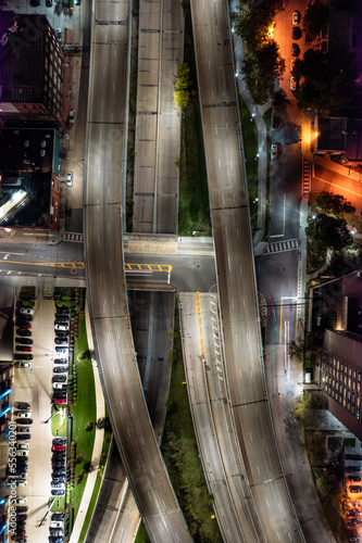 Obraz na płótnie above city highway at night