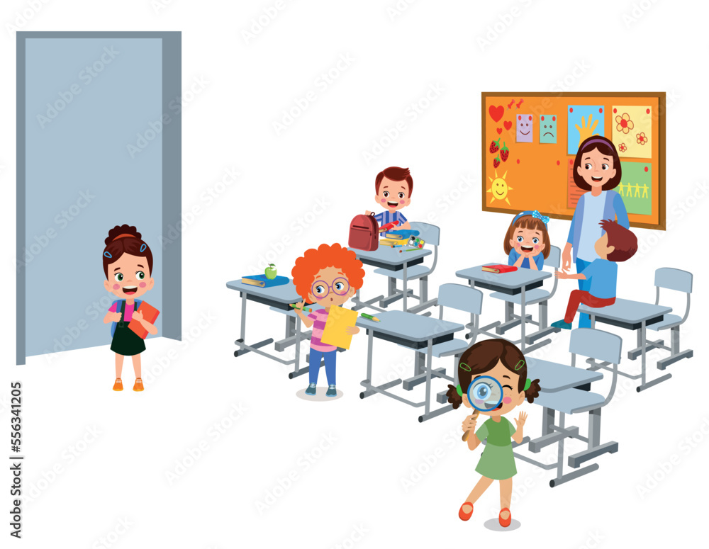 cute students in class at school cute students in class at school