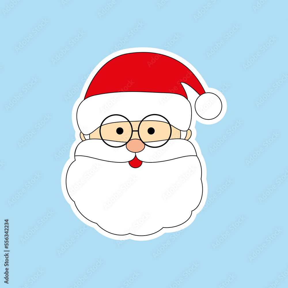 Vector sticker of Santa Claus. Merry Christmas and happy New Year. Illustration in flat style. Vector sticker of Santa Claus. Merry Christmas and happy New Year. Illustration in flat style.
