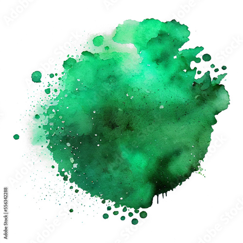 Green watercolor stain on a transparent background. Abstract green watercolor hand paint.