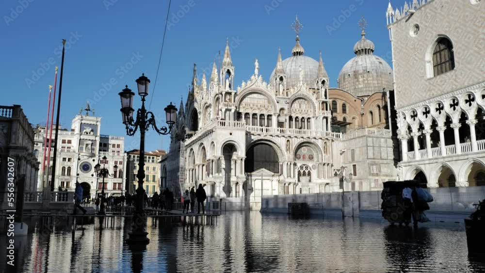 December 2022, Venice, Italy -cthe high water invades San Marco square December 2022, Venice, Italy -cthe high water invades San Marco square