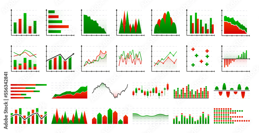 Business Data Charts. Diagrams and Graphs collection. Business data ...