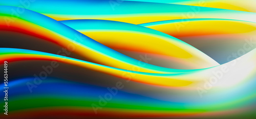Trendy colorful neon holographic waves banner. Abstract old retro background. High quality photo