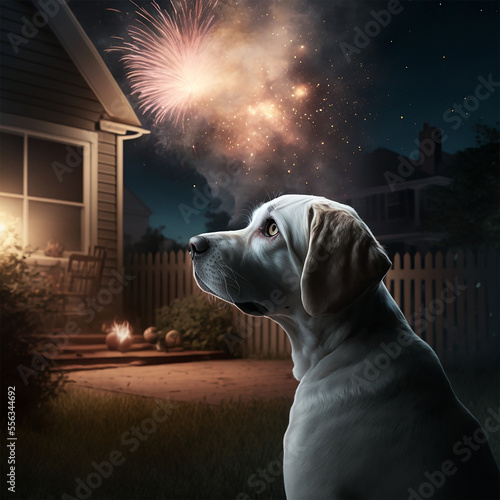 Dog scared about fireworks photo