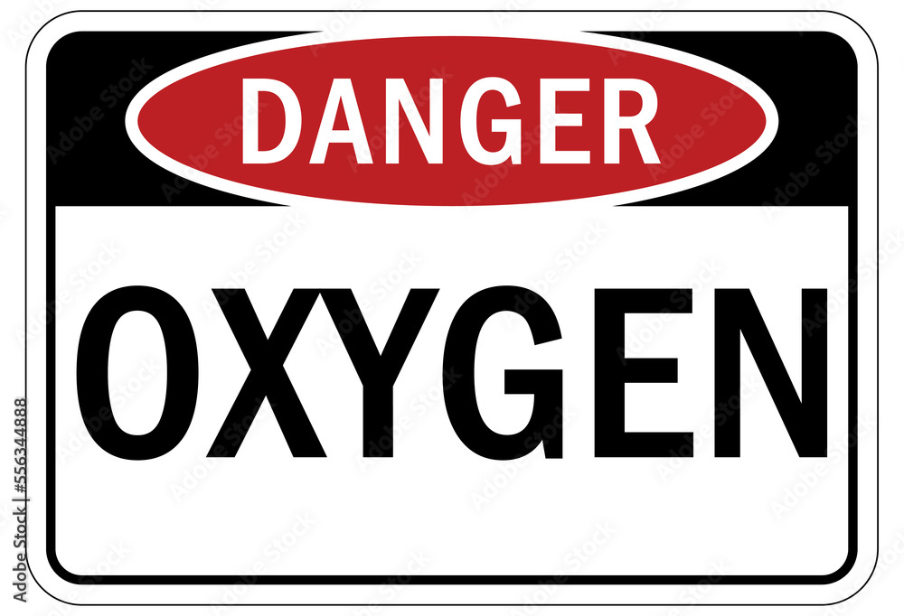 Fire hazard, flammable material oxygen sign and labels 