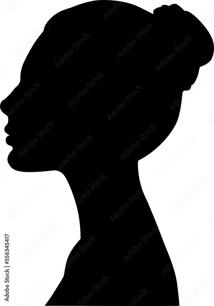 female silhouettes in profile. diversity young women for poster or text. elegant background as well.