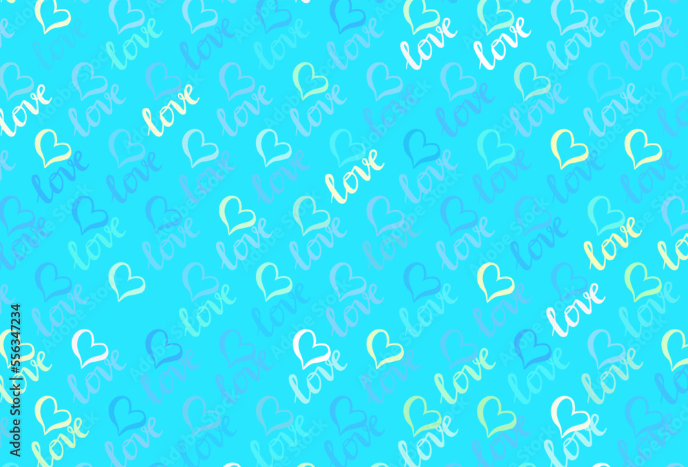 Light Blue, Green vector texture with lovely hearts. Light Blue, Green vector texture with lovely hearts.