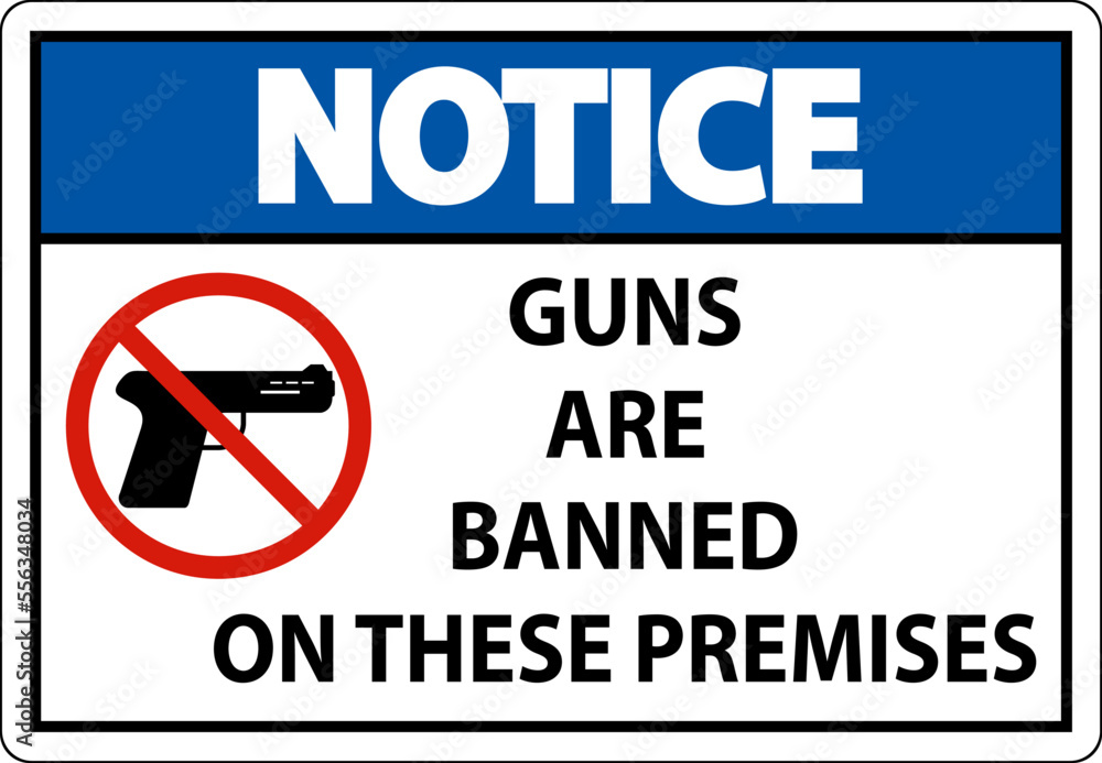 Fototapeta premium Notice Prohibition sign guns, No guns sign On White Background