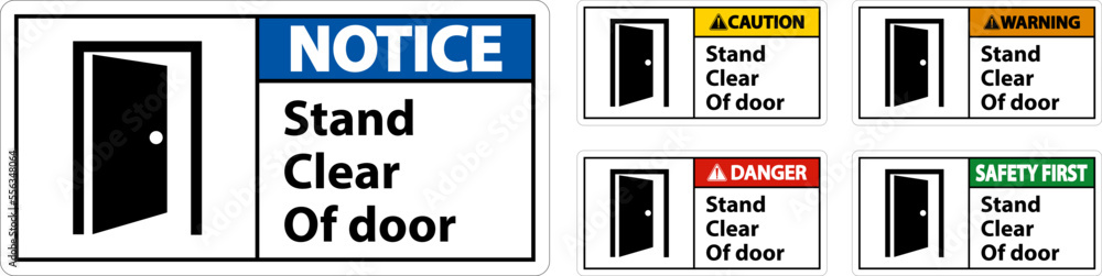 Caution Stand Clear Of Door Symbol Sign On White Background Caution Stand Clear Of Door Symbol Sign On White Background