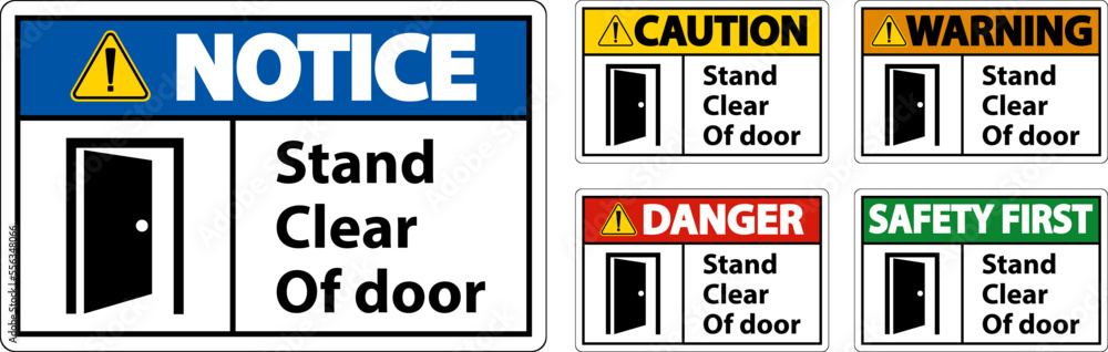 Caution Stand Clear Of Door Symbol Sign On White Background Caution Stand Clear Of Door Symbol Sign On White Background