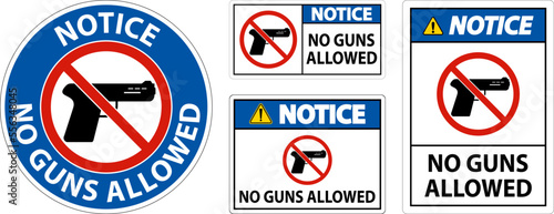 No Gun Rules Sign, Notice No Guns Allowed