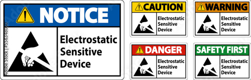 Caution Electrostatic Sensitive Device Sign On White Background