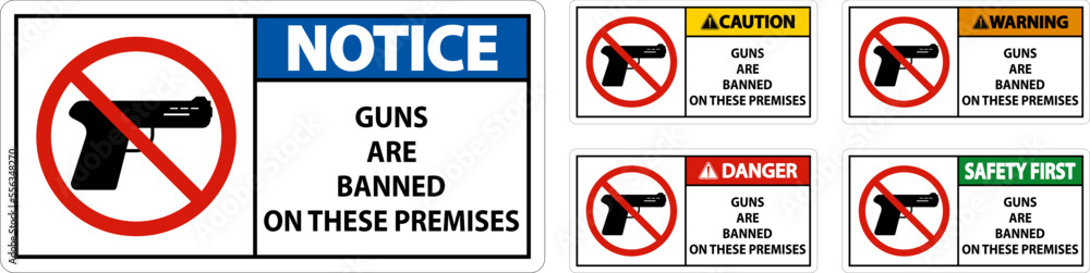 Prohibition sign guns, No guns sign On White Background Prohibition sign guns, No guns sign On White Background