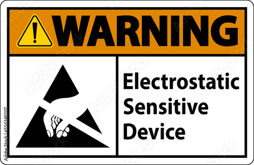 Warning Electrostatic Sensitive Device Sign On White Background