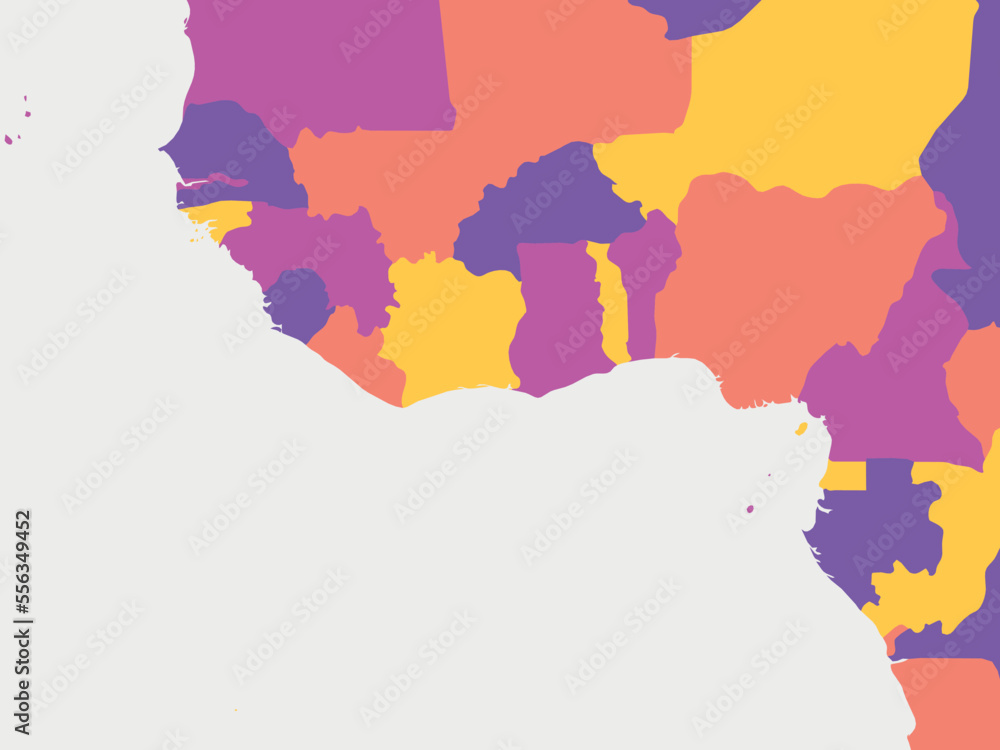 Obraz premium Western Africa blank map. High detailed political map of western african and Bay of Guinea region