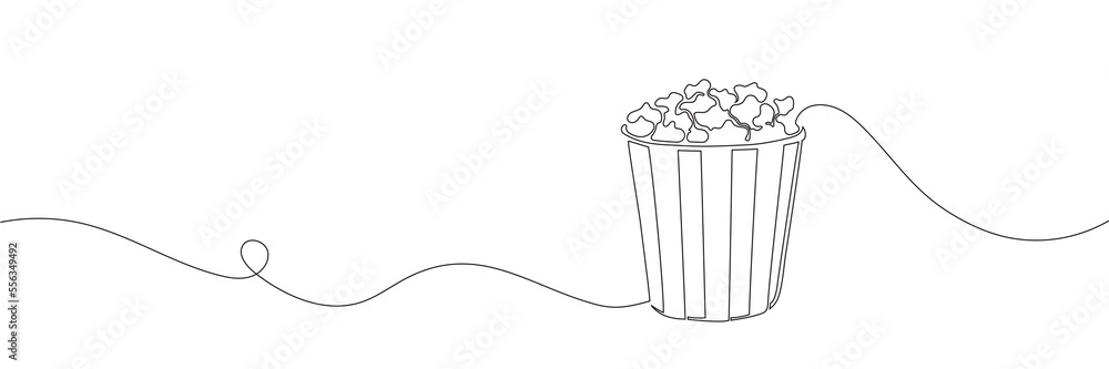 Popcorn in a cup continuous one line drawing Popcorn in a cup continuous one line drawing