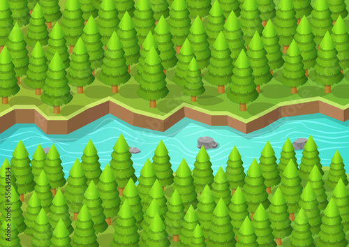isometric pine forest