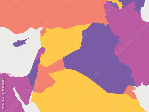 Middle East blank map. High detailed political map of Middle East region