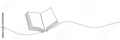 The book is drawn with one line. Modern outline doodles of an open book