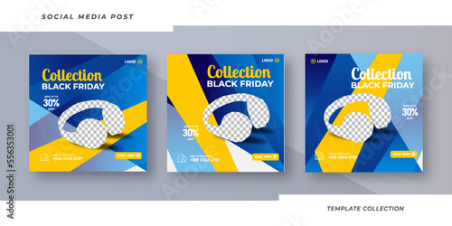 black fiday banner social media post instagram post template design. Suitable for Social Media Post banner social media post. Premium Vector