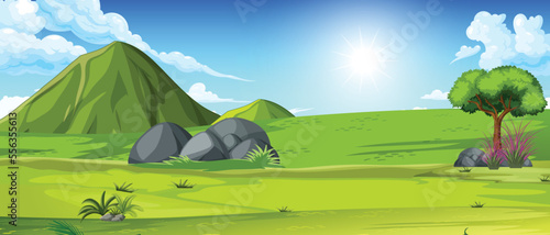 landscape with mountains and trees 2d background