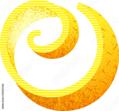 Vector logo of lemon zest against white backdrop Simple vector illustration of curvy piece of yellow lemon peel isolated against white background