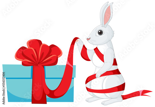 Cute rabbit wrapping gift