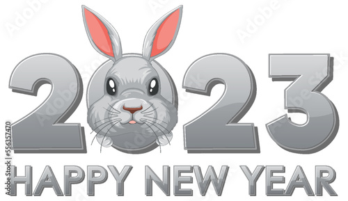 Happy New Year 2023 text for banner design