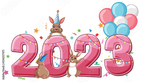 Happy New Year 2023 text for banner design