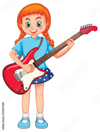Girl playing electric guitar vector