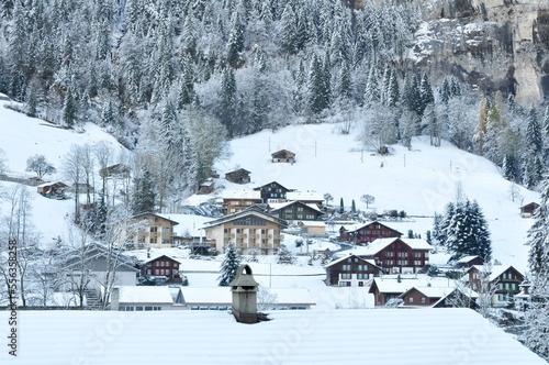 Winter View of a Switzerland Village.