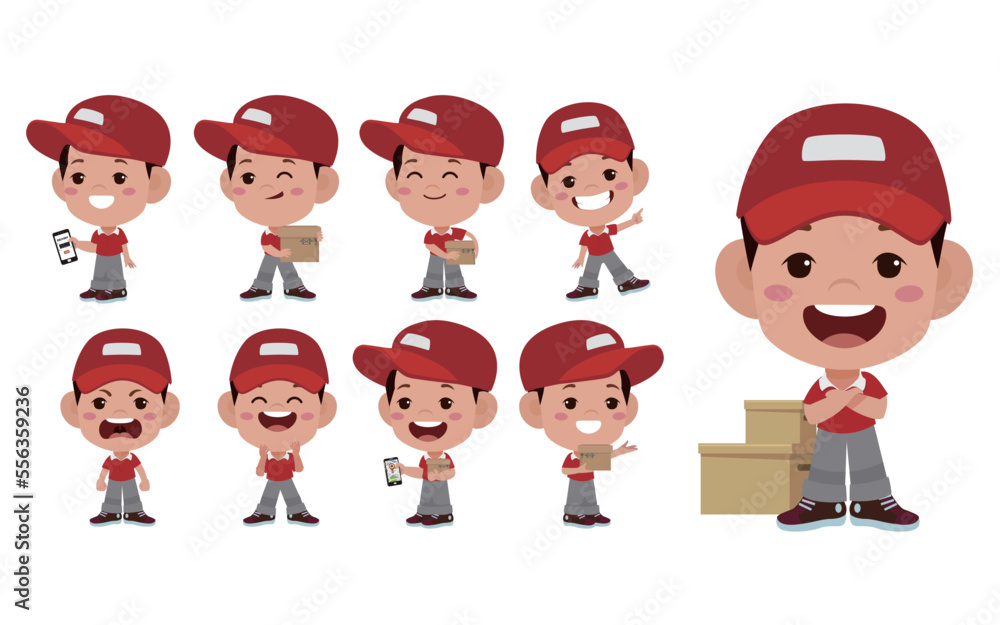 Delivery staff with different poses Delivery staff with different poses