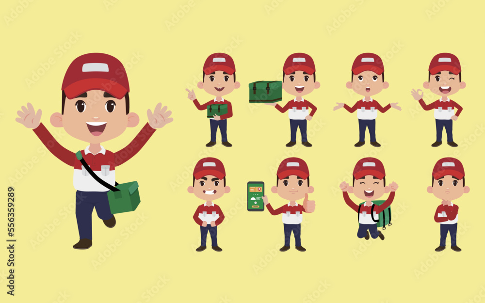 Delivery staff with different poses Delivery staff with different poses