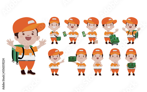 Delivery staff with different poses