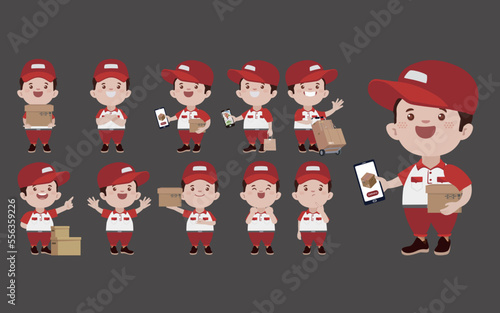 Delivery staff with different poses