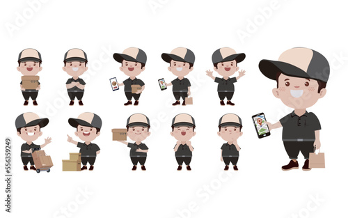 Delivery staff with different poses