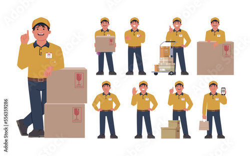 Delivery staff with different poses