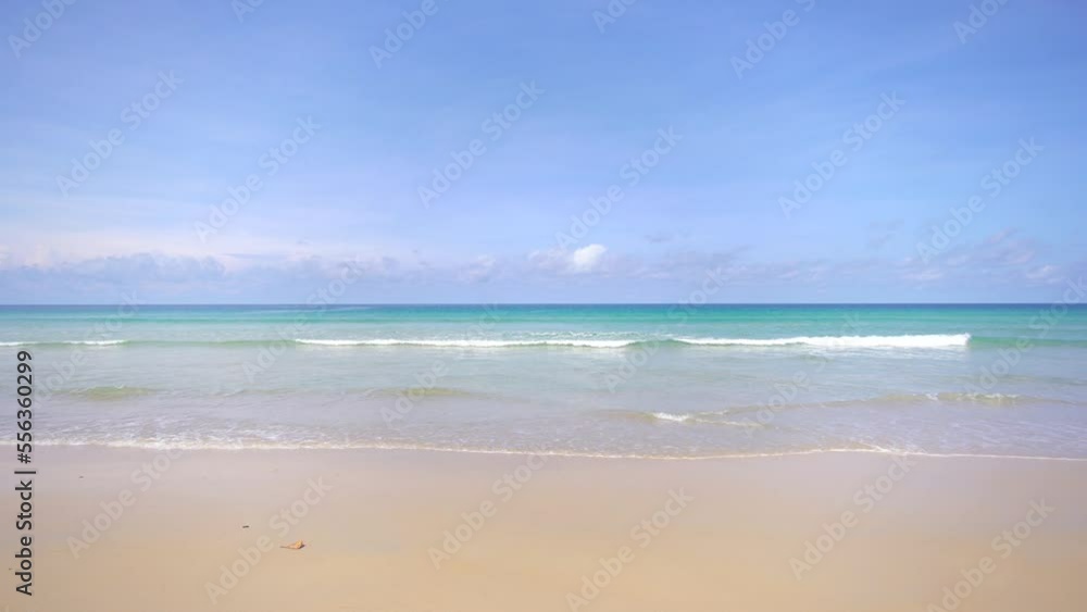 Nature video Cinematic scene Sea video with beach half sky The beautiful nature of the sea in the summer of Thailand. On a clear day, the beach is clear and empty in the tropical sea in Thailand. Nature video Cinematic scene Sea video with beach half sky The beautiful nature of the sea in the summer of Thailand. On a clear day, the beach is clear and empty in the tropical sea in Thailand.