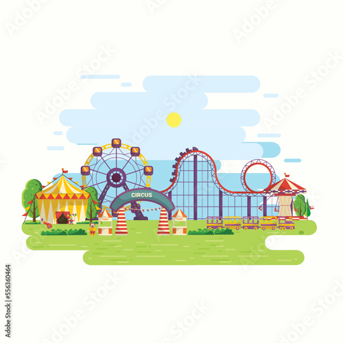 Stock Illustration of Flat design circus and carnival banners, headers, poster, background