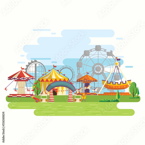 Stock Illustration of Flat design circus and carnival banners, headers, poster, background