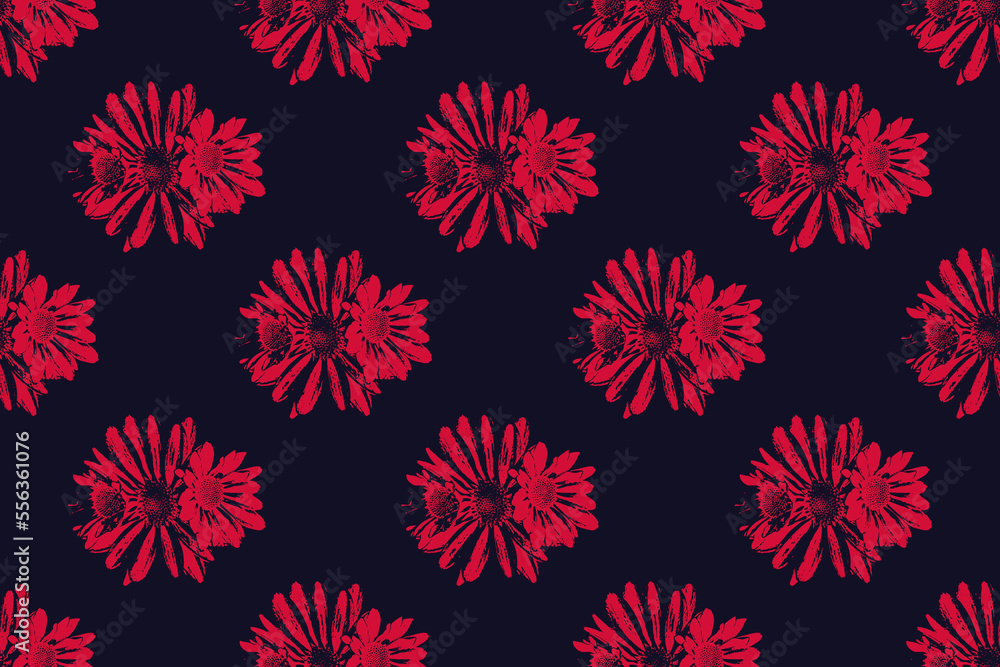 seamless repeated pattern with red flowers with black background allover print design seamless repeated pattern with red flowers with black background allover print design