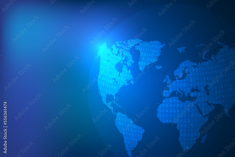 global connection and communication with binary code technology abstract. vector illustration background
