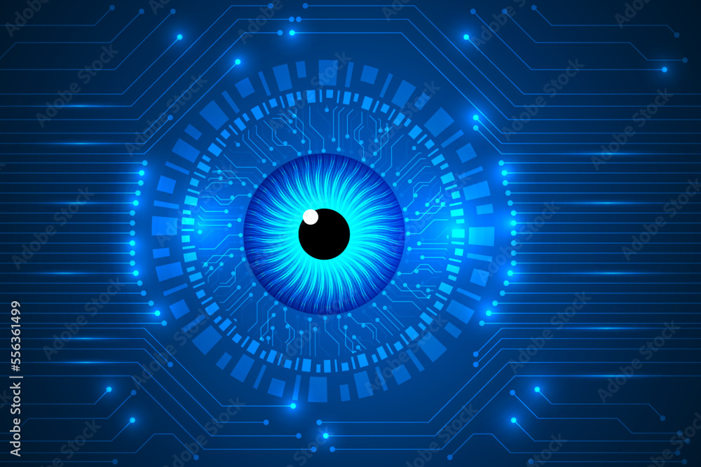 eye virtual science and futuristic technology infographic abstract. Blue eye cyber security innovation and digital lines privacy technology. eye virtual science and futuristic technology infographic abstract. Blue eye cyber security innovation and digital lines privacy technology.