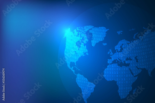 global connection and communication with binary code technology abstract. vector illustration background